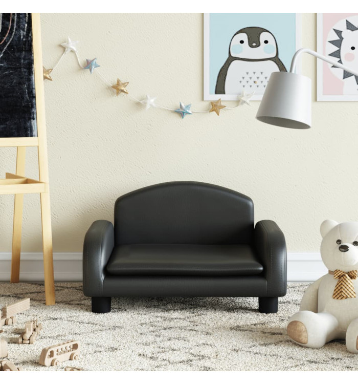 Canapé pour enfants noir 50x40x30 cm similicuir | Mobilier & Déco