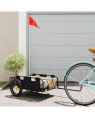 Remorque de vélo noir tissu oxford et fer | Mobilier & Déco