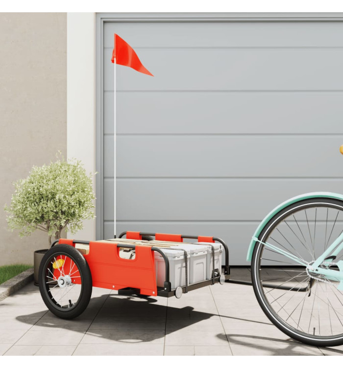 Remorque de vélo orange tissu oxford et fer | Mobilier & Déco