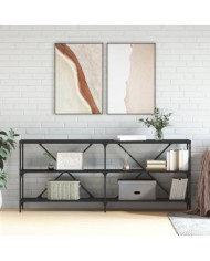 Table console noir 180x30x75 cm bois d'ingénierie et fer | Mobilier & Déco