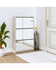 Armoire à chaussures miroir 3 niveaux Gris béton 63x17x102,5 cm | Mobilier & Déco