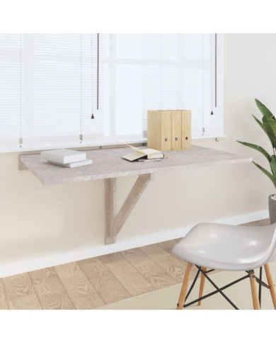 Table murale pliable Gris béton 100x60x56 cm Bois d'ingénierie | Mobilier & Déco