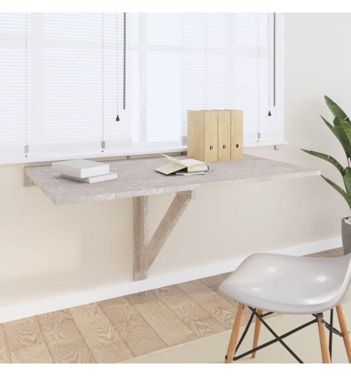 Table murale pliable Gris béton 100x60x56 cm Bois d'ingénierie | Mobilier & Déco