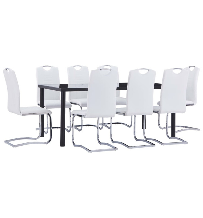 Ensemble de salle à manger 9 pcs Similicuir Blanc | Mobilier & Déco