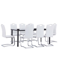 Ensemble de salle à manger 9 pcs Similicuir Blanc | Mobilier & Déco