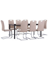 Ensemble de salle à manger 9 pcs Similicuir Cappuccino | Mobilier & Déco