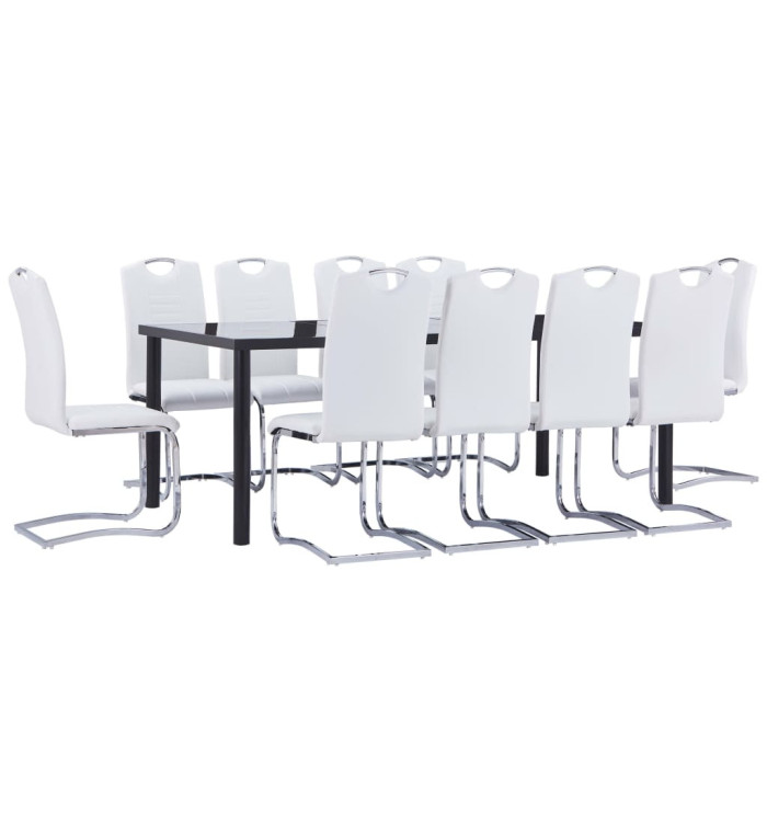 Ensemble de salle à manger 11 pcs Similicuir Blanc | Mobilier & Déco