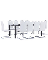 Ensemble de salle à manger 11 pcs Similicuir Blanc | Mobilier & Déco