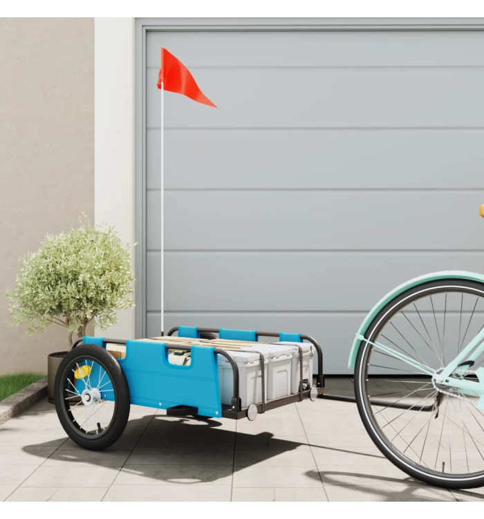 Remorque de vélo bleu tissu oxford et fer | Mobilier & Déco