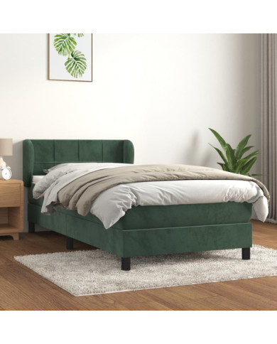 Sommier à lattes de lit avec matelas Vert foncé 90x190 cm | Mobilier & Déco