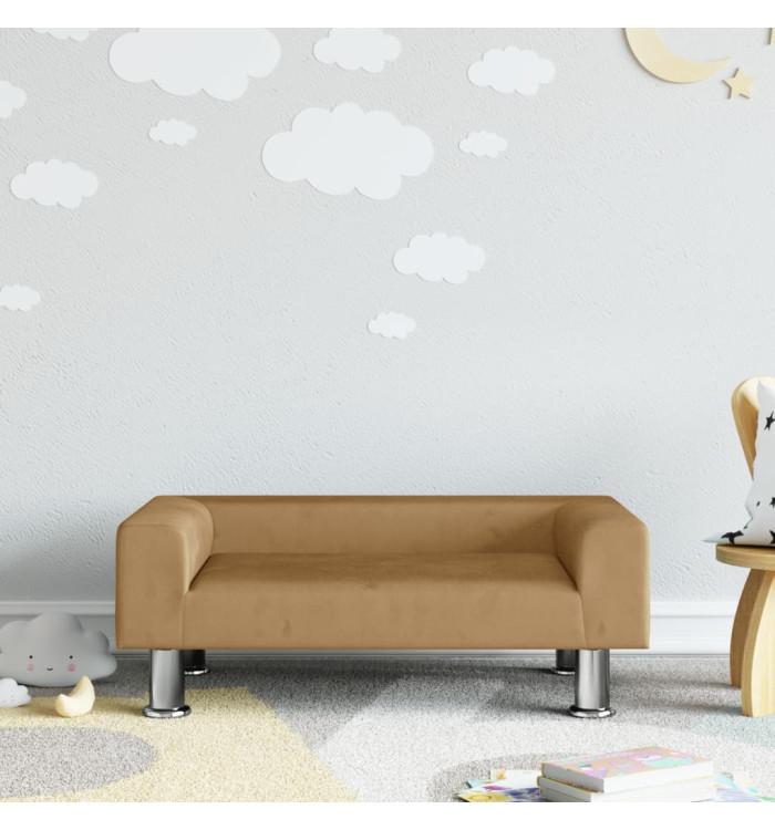 Canapé pour enfants marron 70x45x26,5 cm velours | Mobilier & Déco