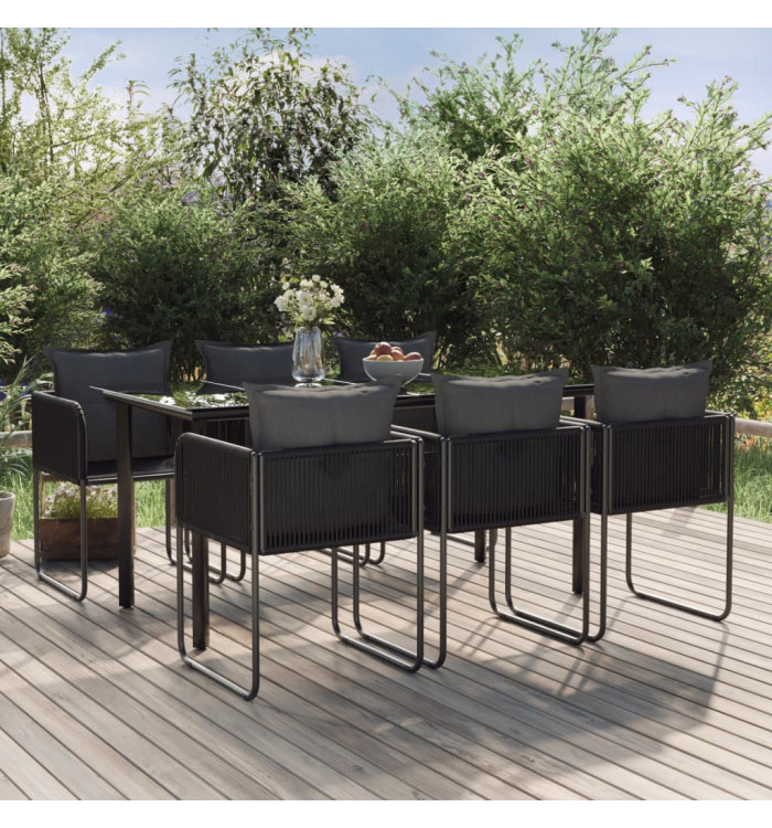 Ensemble à manger de jardin 7 pcs Noir | Mobilier & Déco
