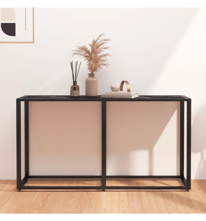 Table console Marbre noir 140x35x75,5 cm Verre trempé | Mobilier & Déco
