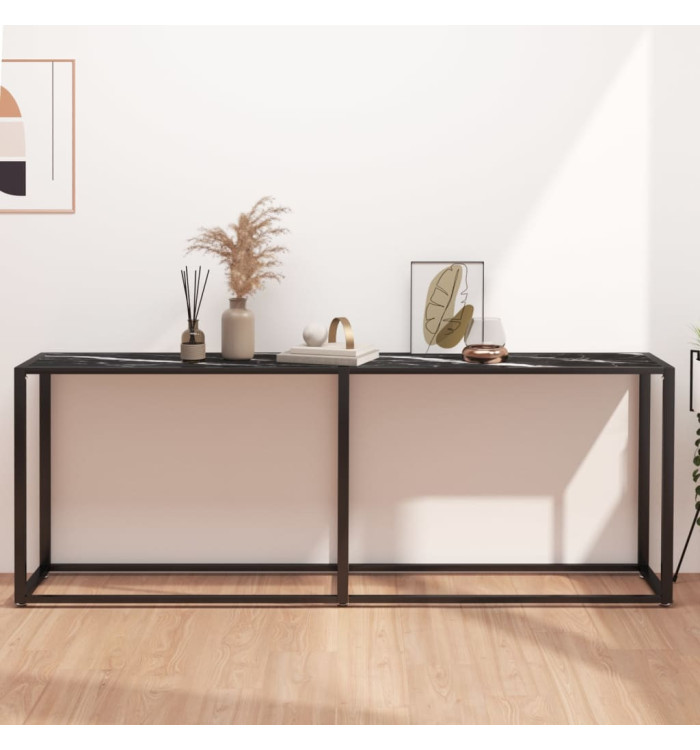 Table console Marbre noir 200x35x75,5 cm Verre trempé | Mobilier & Déco