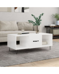 Table basse Blanc brillant 102x50x40 cm Bois d'ingénierie | Mobilier & Déco