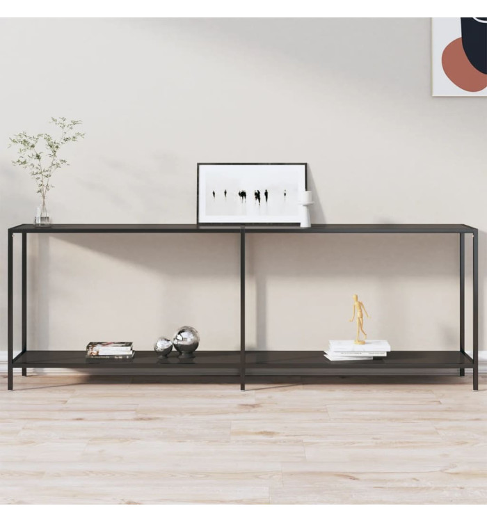 Table console Noir 220x35x75,5 cm Verre trempé | Mobilier & Déco