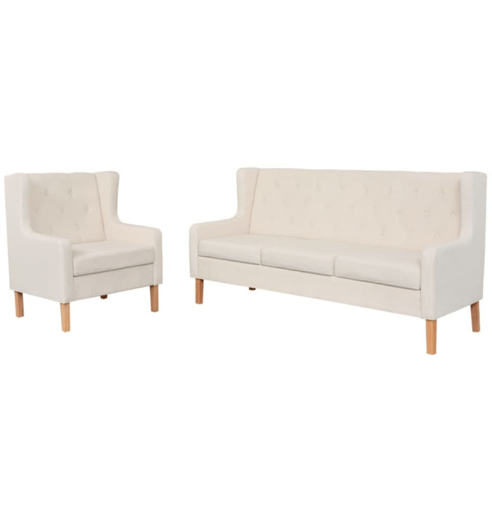 Ensemble de canapés 2 pcs tissu blanc crème | Mobilier & Déco