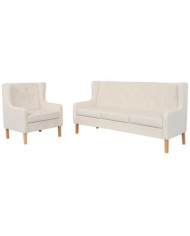 Ensemble de canapés 2 pcs tissu blanc crème | Mobilier & Déco