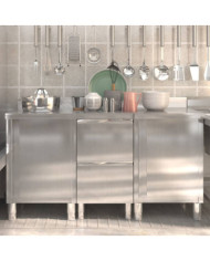 Armoires de cuisine commerciale 3 pcs Acier inoxydable | Mobilier & Déco