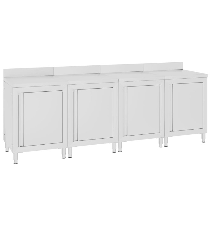 Table de travail commerciale avec armoire 240x60x96 cm Inox | Mobilier & Déco