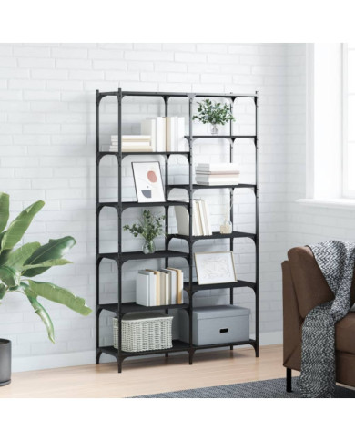 Bibliothèque noir 100x32x170 cm bois d'ingénierie et fer | Mobilier & Déco