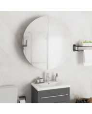 Armoire de salle de bain miroir rond et LED Noir 54x54x17,5 cm | Mobilier & Déco