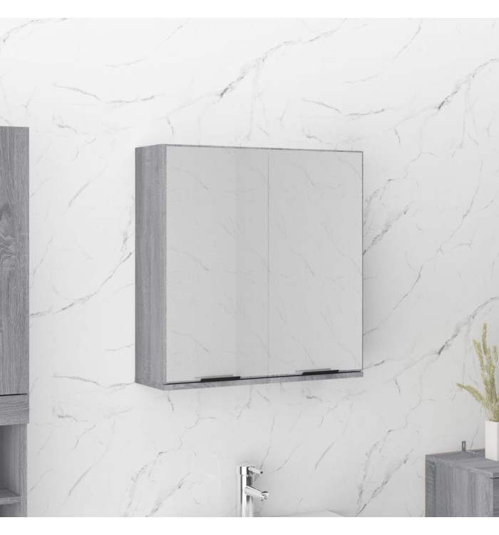 Armoire à miroir de salle de bain Sonoma gris 64x20x67 cm | Mobilier & Déco