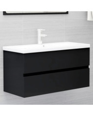 Armoire d'évier avec lavabo intégré Noir Bois d'ingénierie | Mobilier & Déco