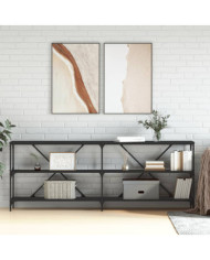 Table console noir 200x30x75 cm bois d'ingénierie et fer | Mobilier & Déco