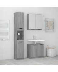 Ensemble d'armoires de salle de bain 3 pcs sonoma gris | Mobilier & Déco