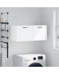 Armoire murale blanc brillant 80x36,5x35 cm bois d'ingénierie | Mobilier & Déco