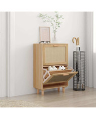 Armoire à chaussures Marron 52x25x80 cm Bois d'ingénierie/rotin | Mobilier & Déco