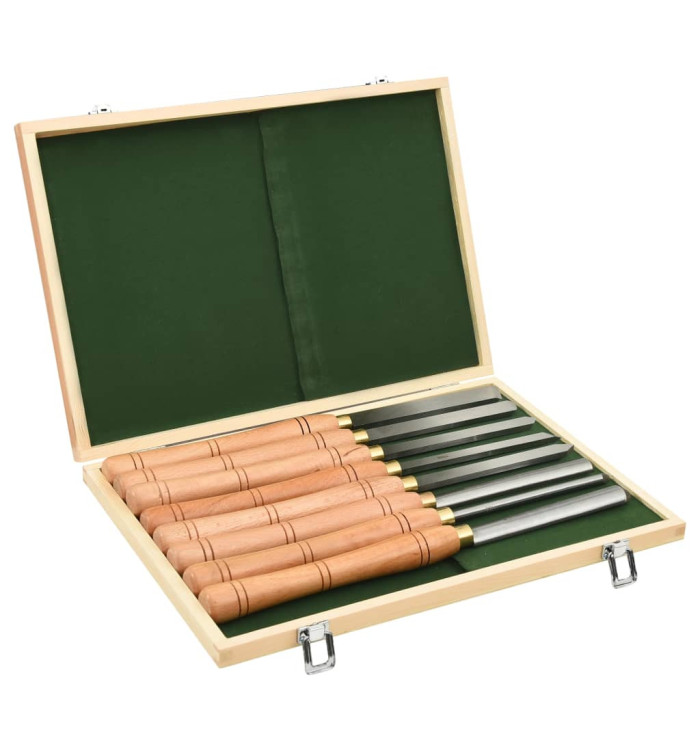 Jeu d'outils de tournage 8 pièces acier rapide | Mobilier & Déco
