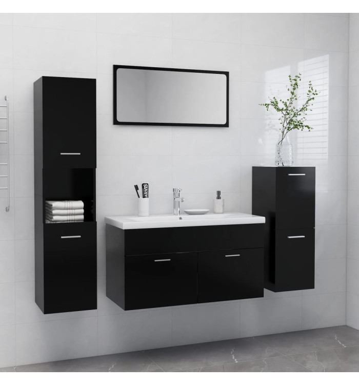 Ensemble de meubles de salle de bain Noir Aggloméré | Mobilier & Déco
