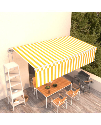Auvent automatique rétractable avec store 6x3 m Jaune et blanc | Mobilier & Déco