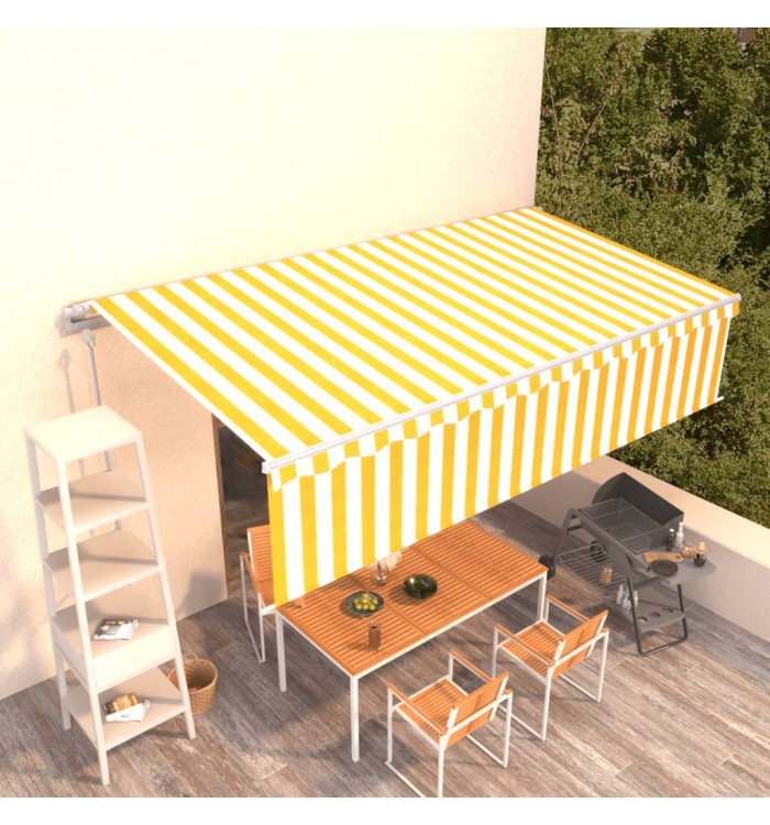 Auvent automatique rétractable avec store 6x3 m Jaune et blanc | Mobilier & Déco