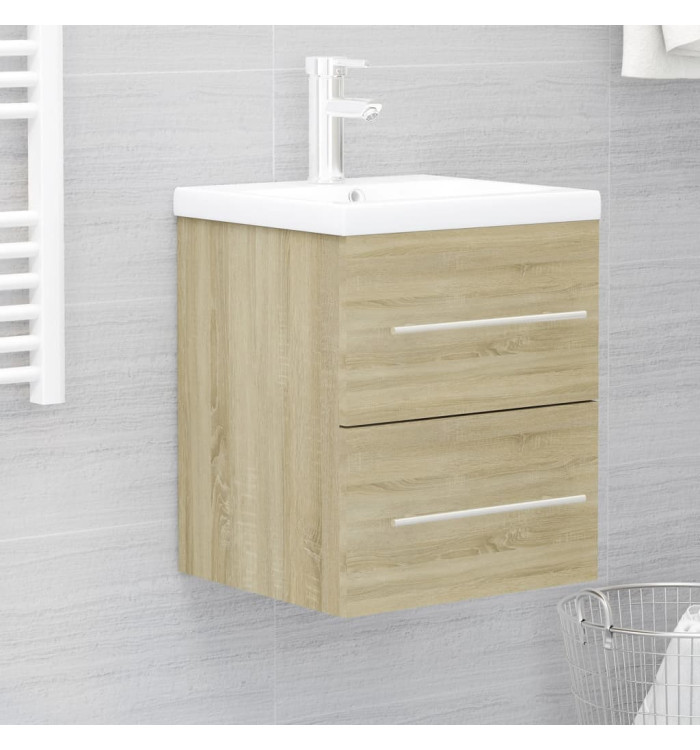 Armoire d'évier avec lavabo intégré Chêne sonoma Aggloméré | Mobilier & Déco