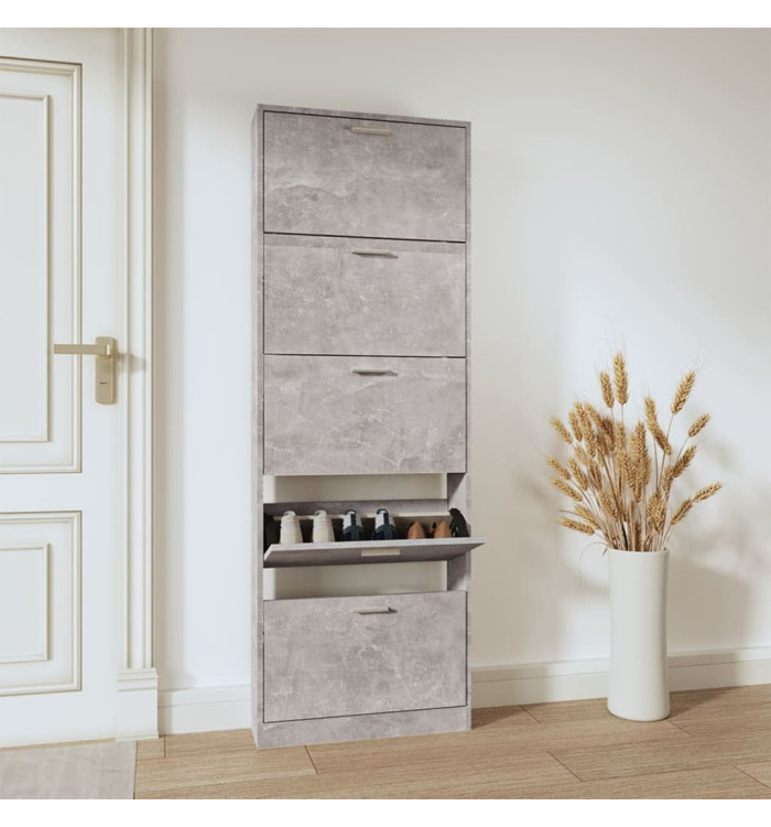 Armoire à chaussures Gris béton 59x17x169 cm Bois d'ingénierie | Mobilier & Déco