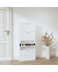 Armoire à chaussures Blanc 59x17x150 cm Bois d'ingénierie | Mobilier & Déco