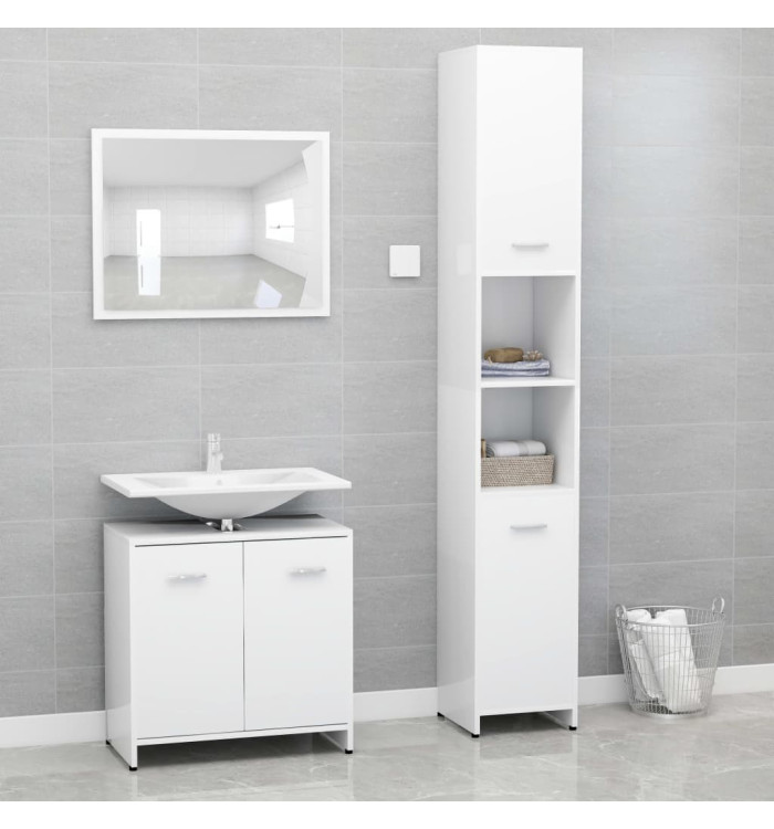 Ensemble de meubles de bain 3 pcs Blanc Bois d'ingénierie | Mobilier & Déco