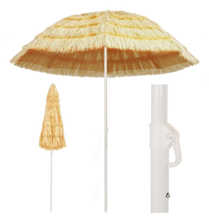 Parasol de plage Naturel 240 cm Style hawaïen | Mobilier & Déco