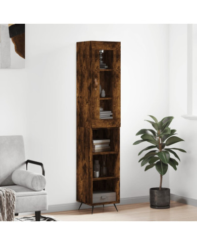 Buffet haut Chêne fumé 34,5x34x180 cm Bois d'ingénierie | Mobilier & Déco