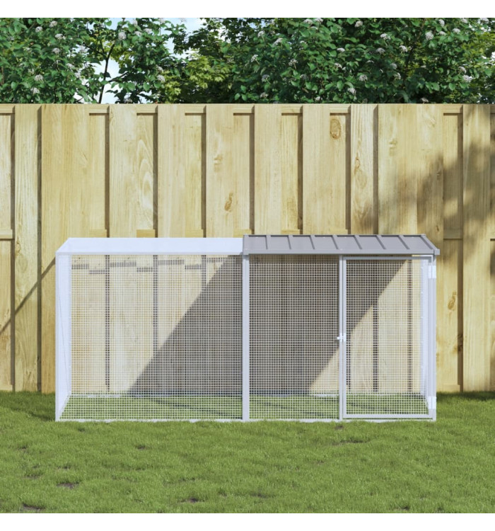 Poulailler avec toit gris clair 203x98x90 cm acier galvanisé | Mobilier & Déco