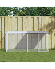 Poulailler avec toit gris clair 203x98x90 cm acier galvanisé | Mobilier & Déco