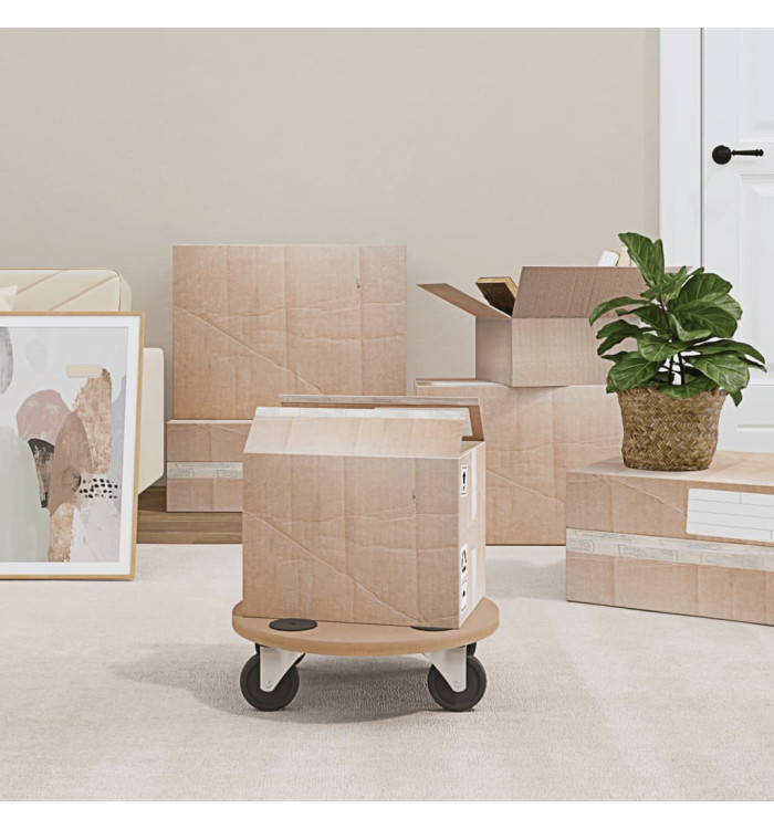 Chariots sur roulettes 2 pcs rond bois d'ingénierie | Mobilier & Déco