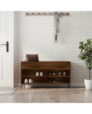 Banc à chaussures chêne marron 102x35x55 cm bois d'ingénierie | Mobilier & Déco