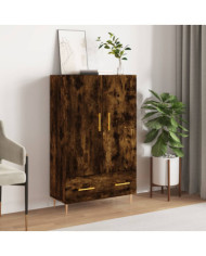 Buffet haut chêne fumé 69,5x31x115 cm bois d'ingénierie | Mobilier & Déco