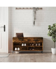 Banc à chaussures chêne fumé 102x35x55 cm bois d'ingénierie | Mobilier & Déco