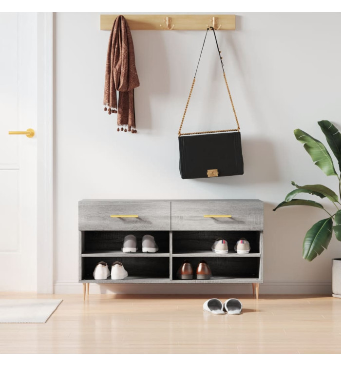 Banc à chaussures sonoma gris 102x35x55 cm bois d'ingénierie | Mobilier & Déco