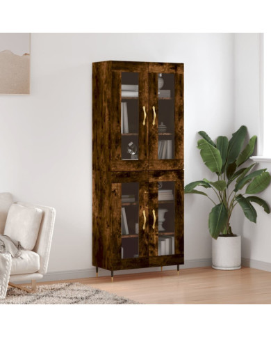 Buffet haut Chêne fumé 69,5x34x180 cm Bois d'ingénierie | Mobilier & Déco